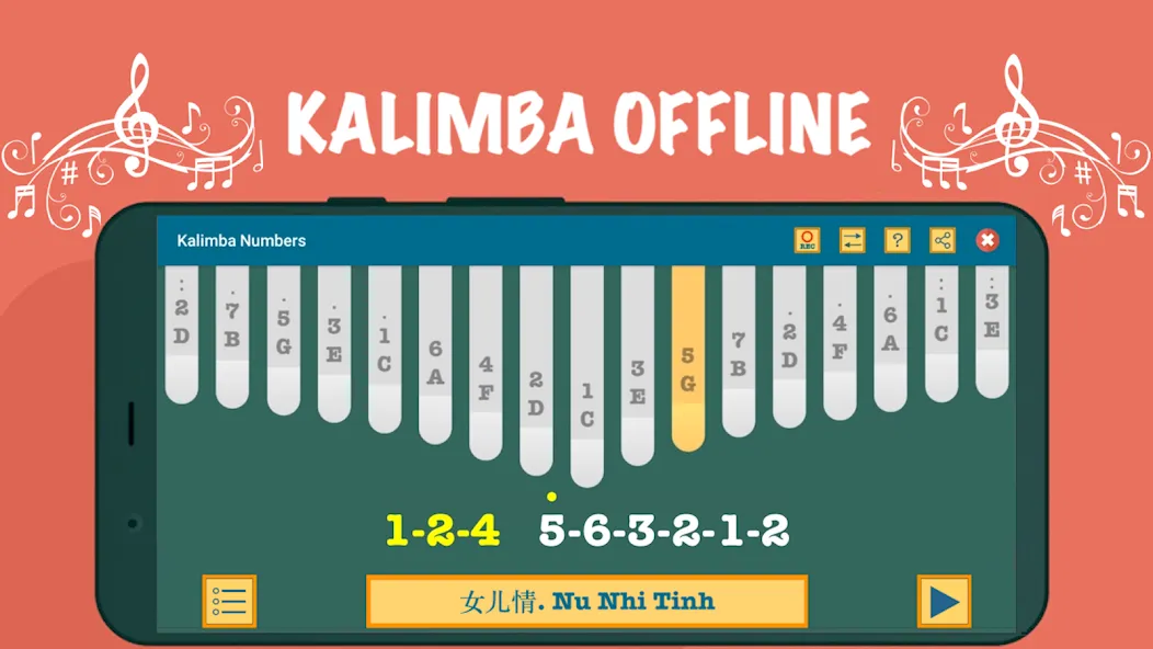 Kalimba App With Songs Numbers (Калимба приложение с песнями и цифрами) [МОД: Меню, Бесконечные монеты и Открытые уровни] Screenshot 1