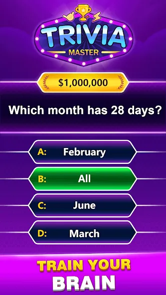 Trivia Master - Word Quiz Game (ТРИВИЯ Мастер) [МОД: Все открыто, Дополнительные деньги и Меню MOD] Screenshot 1