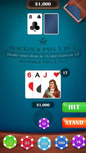 Download Blackjack 21: casino card game [MOD MegaMod] latest version 0.6.1 for Android