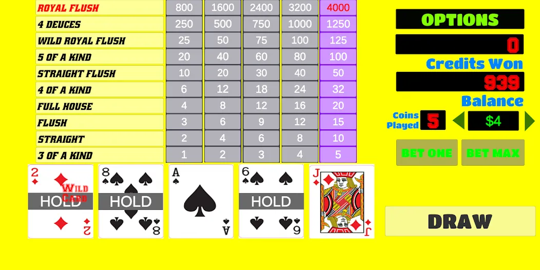 Download Deuces Wild - Video Poker [MOD Unlimited coins] latest version 1.7.1 for Android