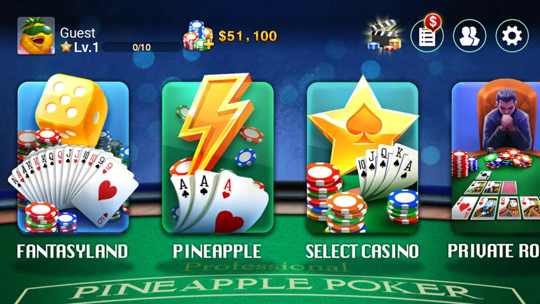 Download DH Pineapple Poker OFC [MOD Menu] latest version 1.3.8 for Android