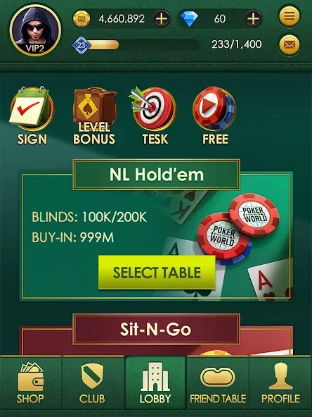 Download Poker World: Texas hold'em [MOD Unlocked] latest version 1.6.5 for Android